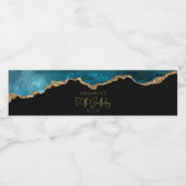 50thバースデーパーティーティール(緑がかった色)ブルー金ゴールドアゲート ペットボトルラベル (シングルラベル)