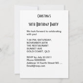 50thバースデーパーティーディバアールデコ白黒 招待状 (裏面)