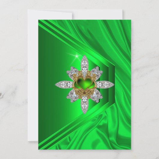 50thバースデーパーティードライムグリーンダイヤモンドイメージ 招待状 (正面)