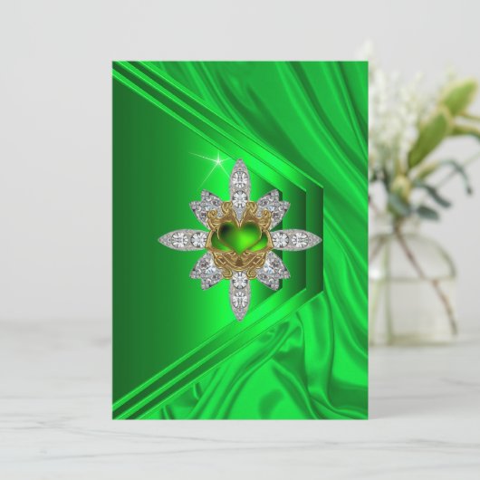 50thバースデーパーティードライムグリーンダイヤモンドイメージ 招待状 (スタンド正面)