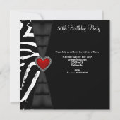 50thバースデーパーティードレッドゼブラ白黒 招待状 (裏面)