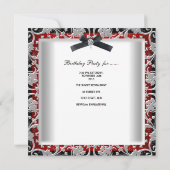 50thバースデーパーティードレッド白黒ジュエルボウ 招待状 (裏面)