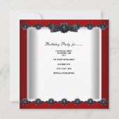 50thバースデーパーティードレッド白黒ジュエルボウ 招待状 (裏面)