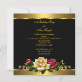 50thバースデーパーティーバラレッドクリーム金ゴールド 招待状 (裏面)