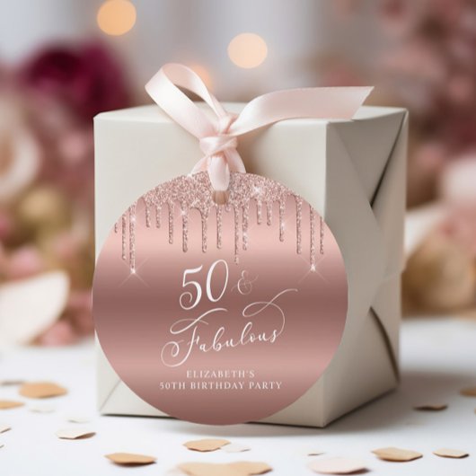 50thバースデーパーティーバラ金ゴールドグリッターありがとう フェイバータグ