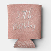 50thバースデーパーティーバラ金ゴールド赤面ピンクグリッター 缶クーラー (裏面)