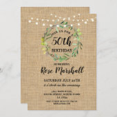 50thバースデーパーティーバーラップグリーンリーリース招待状 招待状 (正面/裏面)