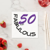 50thバースデーパーティーパープルグリッタータイポグラフィ スタンダードカクテルナプキン (インサイチュ)