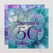 50thバースデーパーティービューティフルダリア開花 招待状 (正面/裏面)