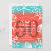50thバースデーパーティービーチコーラルリーフスターフィッシュ 招待状 (正面)