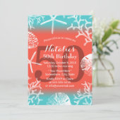 50thバースデーパーティービーチコーラルリーフスターフィッシュ 招待状 (スタンド正面)