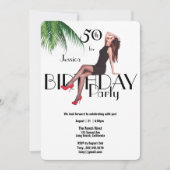 50thバースデーパーティーファッションガールパーム離れズ 招待状 (正面)
