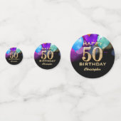 50thバースデーパーティーブラックと金ゴールド紙吹雪 コンフェッティ (裏面)