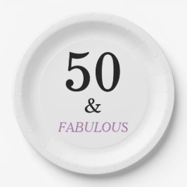 50thバースデーパーティーブラックパープル文字 ペーパープレート