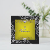 50thバースデーパーティーブラックブライトチャートルーズ金ゴールド 招待状 (スタンド正面)