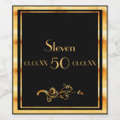 50thバースデーパーティーブラック金ゴールドクラシック ワインラベル (シングルラベル)