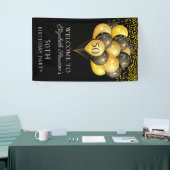 50thバースデーパーティーブラック金ゴールドグリッターバナー 横断幕 (トレードショー)