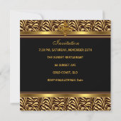 50thバースデーパーティーブラック金ゴールドゼブラストライプ 招待状 (裏面)