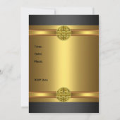 50thバースデーパーティーブラック金ゴールドメンズ 招待状 (裏面)