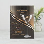50thバースデーパーティーブラック&ブロンズテーマ誕生日 招待状 (スタンド正面)