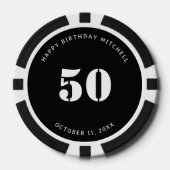 50thバースデーパーティーブラック&ホワイト ポーカーチップ (正面)
