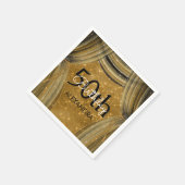 50thバースデーパーティーブラック&金ゴールドスパークル スタンダードカクテルナプキン (角)