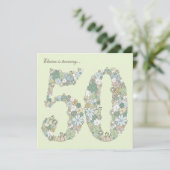 50thバースデーパーティーブルーグリーン開花招待状 招待状 (スタンド正面)