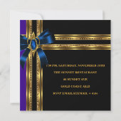 50thバースデーパーティーブルーブル金ゴールドハートジュエル 招待状 (裏面)