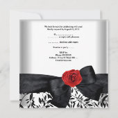 50thバースデーパーティーホワイトシルバーフラワーブラックボウ 招待状 (裏面)
