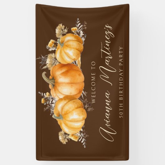 50thバースデーパーティーボホ素朴秋パンプキン 横断幕 (縦)