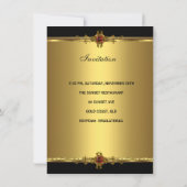 50thバースデーパーティーリッチ金ゴールドブラックレッドジュエル 招待状 (裏面)