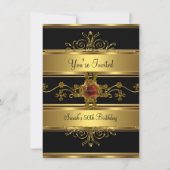 50thバースデーパーティーリッチ金ゴールドブラックレッドジュエル 招待状 (正面)