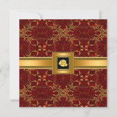 50thバースデーパーティーレッドエレガント金ゴールドブラック 招待状 (裏面)