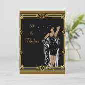 50thバースデーパーティーレトロディバデコ白黒 招待状 (スタンド正面)