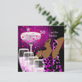 50thバースデーパーティーレトロディバファブルピンク 招待状 (スタンド正面)