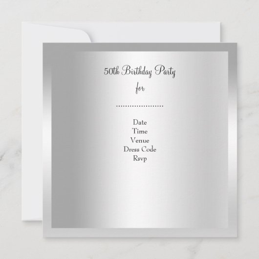 50thバースデーパーティーレトロディヴァアールデコレッドシルバー 招待状 (裏面)