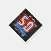 50thバースデーパーティーレトロネオンサインカスタムおもしろい スタンダードカクテルナプキン (角)