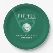 50thバースデーパーティー名前をカスタムするモダンゴルフグリーン ペーパープレート (正面)