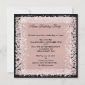 50thバースデーパーティー白黒ベージュピンクフローラ 招待状 (裏面)