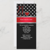 50thバースデーパーティー赤いハートブラックシルバーロン 招待状 (裏面)