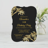50thバースデーパーティー金ゴールドゴールデンバンブーブラック 招待状 (スタンド正面)