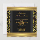 50thバースデーパーティー金ゴールドブラックダマスク招待状 招待状 (裏面)