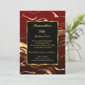 50thバースデーパーティー金ゴールドブラックブルゴーニュ抽象芸術 招待状 (スタンド正面)