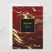 50thバースデーパーティー金ゴールドブラックブルゴーニュ抽象芸術 招待状 (裏面)