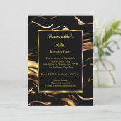 50thバースデーパーティー金ゴールドブラック抽象芸術招待状 招待状 (スタンド正面)