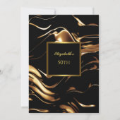 50thバースデーパーティー金ゴールドブラック抽象芸術招待状 招待状 (裏面)