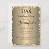50thバースデーパーティー金ゴールド招待状 招待状 (正面)