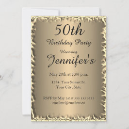 50thバースデーパーティー金ゴールド招待状 招待状