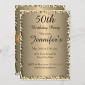 50thバースデーパーティー金ゴールド招待状 招待状 (正面/裏面)