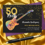 50thバースデーパーティー50ロック金ゴールドグリッター 招待状<br><div class="desc">50ロックアンドロール金ゴールドグリッター50番目のバースデーパーティ招待状はエレキギターとカラフルパタークールン、オレンジ色の炎ピックガードギターアートと音楽ノートと黒と金ゴールドの書道とタイポグラフィを持つエレキギターとモダン第50回の。このテンプレートを使用する簡単は、ロックパーソナライズされたン祝ロスタイルで50に完璧な招待を作り出し、ギタリスト、ミュージシャン、音楽愛好家に理想的である。ギタープレーヤーは決してギターの数が多すぎないことを教えてくれる。このクールミュージカルモダン楽器デザインは、この素晴らしいミュージカル楽器の音楽エネルギーと50番目の誕生祝いをロックするための完璧な方法である。オリジナルのアートワークby artist Catherine Sweetman</div>